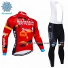 Completo Maglia ML + Pantaloncino con bretelle ML 2022 Bahrain Victorious Winter Invernale Rosso